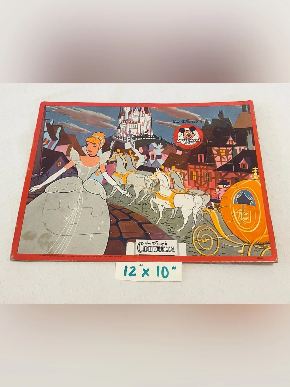 Vintage Walt Disney Cinderella 12x10 Puzzle.  Signs of Age.